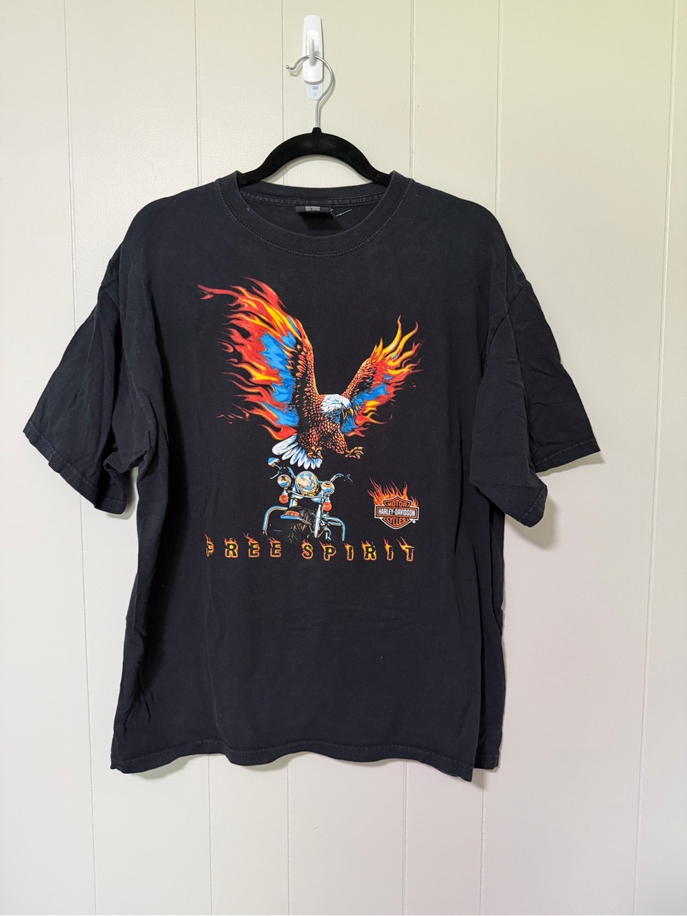 Harley-Davidson Black Tee with Flaming Eagle Graphic